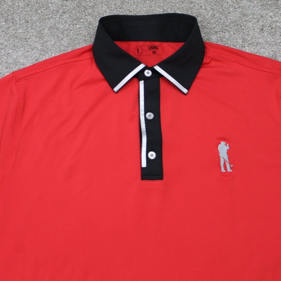 USAG You Suck at Golf Polo Shirt Mens Medium Red Short Sleeve Stretch Pullover - Picture 7 of 12